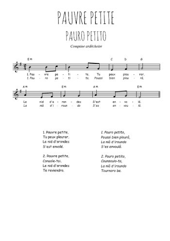 Pauvre petite, Pauro petito
